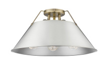 Golden 3306-3FM AB-PW - Yep by Golden Lighting Orwell 3-light Flush Mount in Aged Brass and Pewter shade